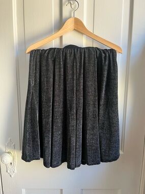 Gray Velvet Skirt - Women's Casual box pleated skirt